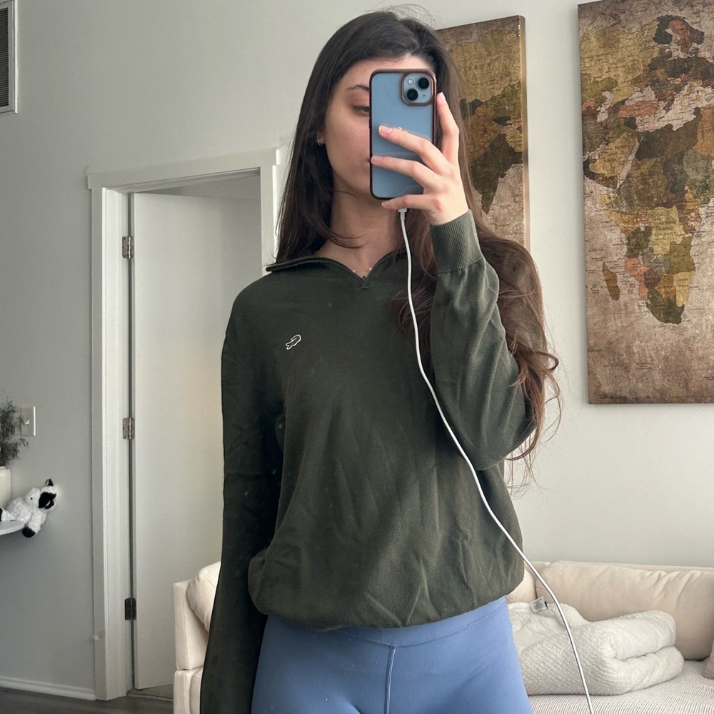 Olive Green Lacoste quarter zip top